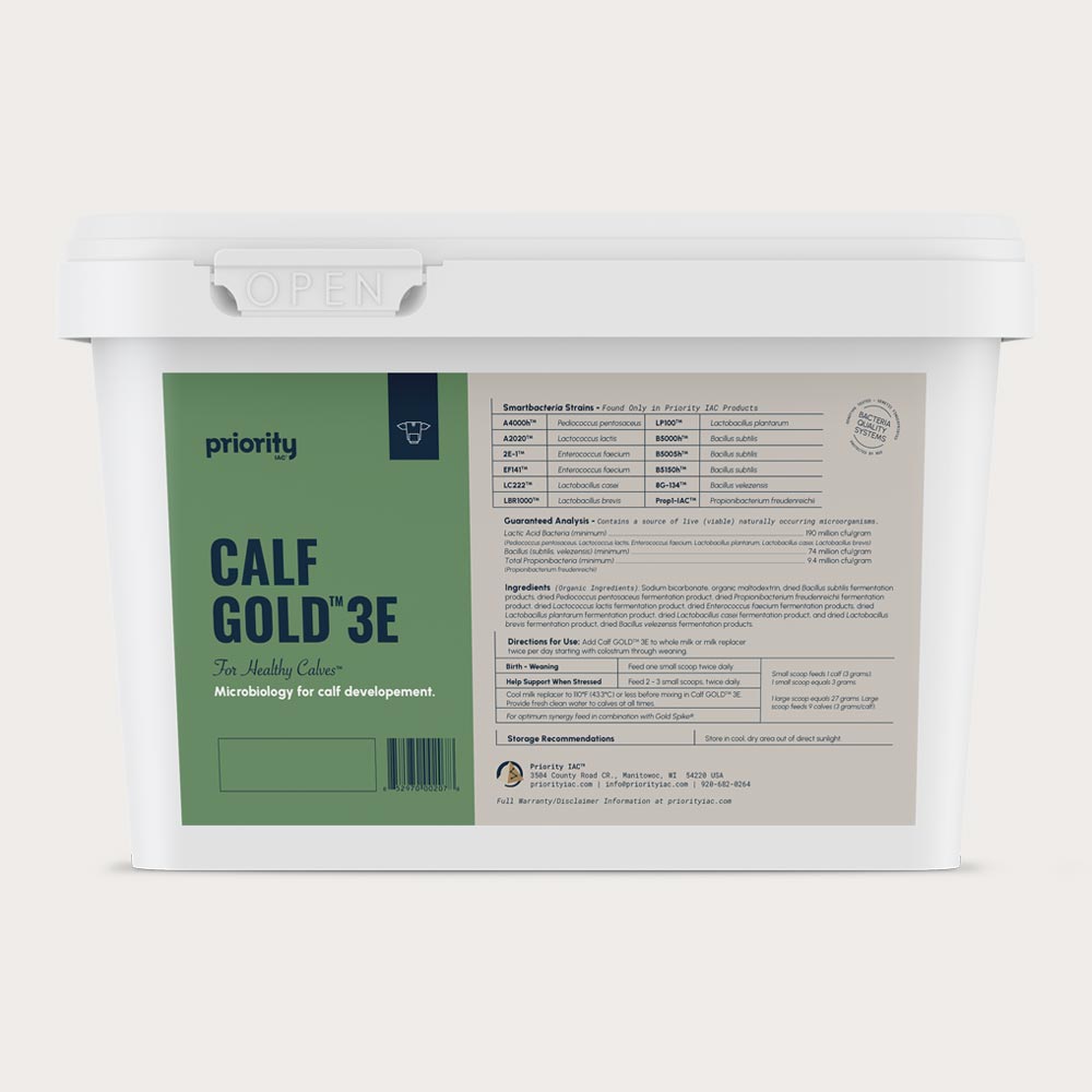 Calf Gold™ 3E Cattle Supplement in a bucket.